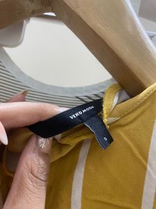 Mustard Yellow Striped Bell Sleeve Top