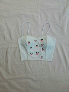 Cute Floral Embroidered Crop Top/blouse