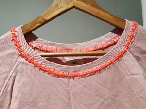 Pink Embellished Long Sleeve Top