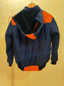 Orange &amp; Navy Quilted Bomber Jacket