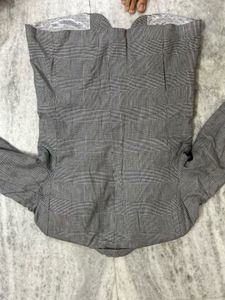 Unisex Grey Checked Blazer