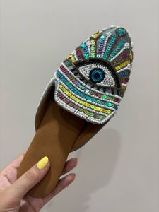 Beaded Evil Eye Mules