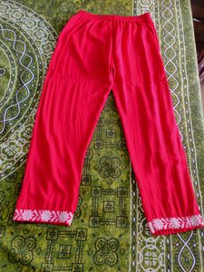 Lyra Cut Pure Cotton Embroidery Work Pink Kurta Set