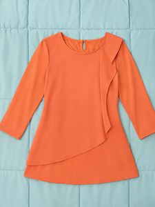 Chic Orange Ruffled Tunic Top