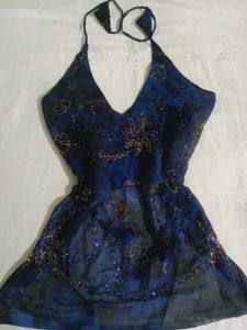 y2k Backless Beaded Top