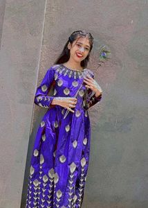 Elegant Blue &amp; Gold Ethnic Gown
