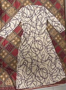 Cream Chain Print Midi Dress