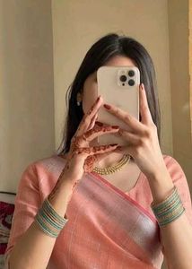 Elegant Peach Check Cotton Saree