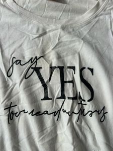 White "Say Yes" Graphic Crop Top
