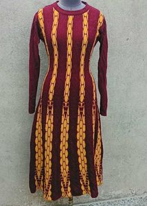 Maroon &amp; Yellow Striped Knit Dress