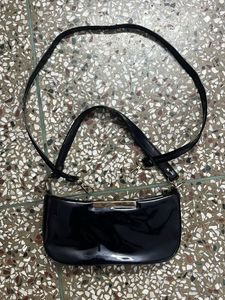 Chic Black Patent Shoulder Bag
