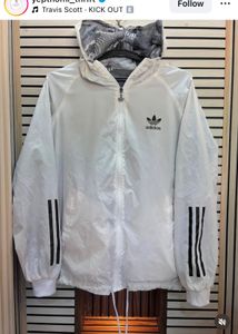 Adidas White Hooded Two side Wear Jacket