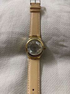 🆕Round Stone Studded with Leather Strap Watch