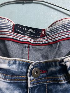 Blue Acid-Wash Straight Fit Jeans