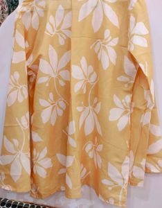 Yellow Floral Print Tunic Top