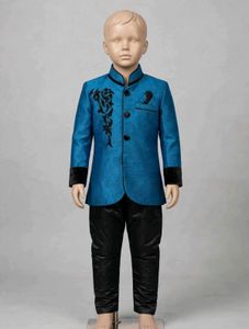 Boys Teal Embroidered Kurta Set