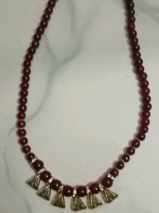 Elegant MaroonRed Beaded Necklace+Earrings Set