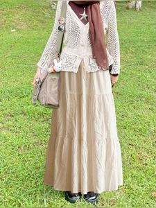 Off-White Three-Tier Maxi Skirt with Inner Lining