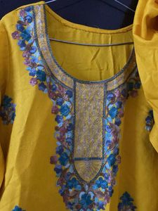 Yellow Embroidered Kurta Set with Salwar