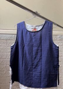 Blue Sleeveless Kurta Top