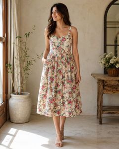 Floral Button-Front Midi Dress