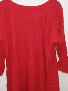 Vibrant Red Embroidered Kurti