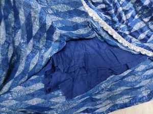 Blue Geometric Print Ethnic Skirt