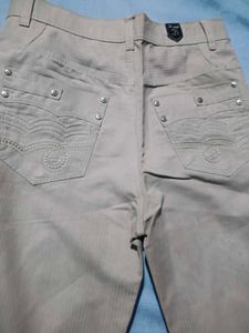 Men's Beige Striped jeans