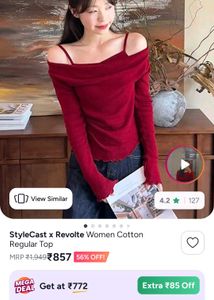 RED OFFF SHOULDER TOP