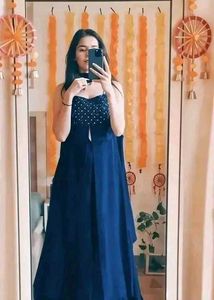 Elegant Teal Kurta with Embellished Top
