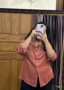 Stylish Salmon Pink Button-Down Top