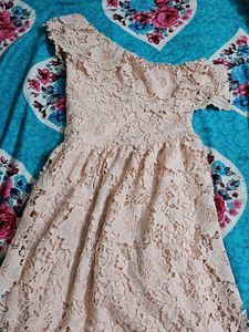 One Hand Light Pink Lacy Dress