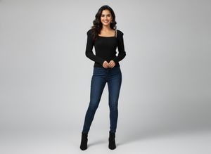 Ribbed Black Top with Embellishments