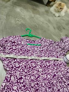 Purple Floral Print Kurta Only kurt