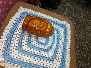 Handmade Crochet Doily with Buddha Head Decor