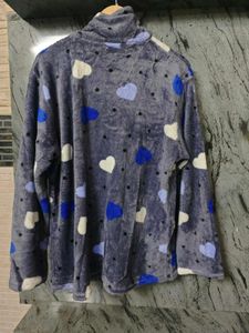 Cozy Heart Print Fleece Robe