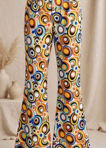 Retro Circle Print Flared Pants