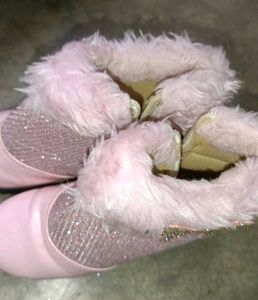 Sparkly Pink Fur Boots