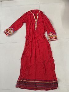 Red Kurta with Elegant Embroidery