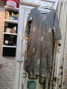 Stylish Grey Kurta with White Print