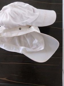 Pair of White Baseball Caps