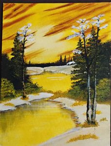 Vibrant Winter Landscape Painting