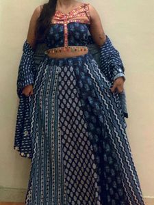 Elegant Blue Printed Kurta Set