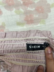 SHEIN - Smocked Pink Puff Sleeve Top
