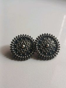 Oxidized Silver Ethnic Earrings
