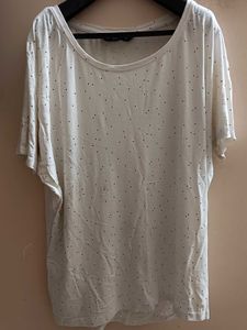 Casual Dotted Off shoulder T-Shirt