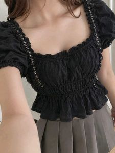 New with tag Chic Black Puff Sleeve Top