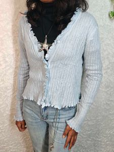 Cute Light Blue Cropped Cardigan