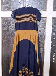 👗Stylish Blue &amp; Ochre Gown dress