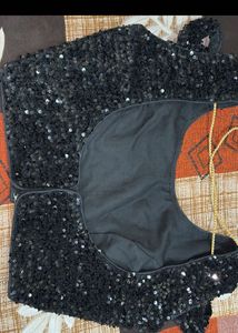 Sparkling Black Sequin Blouse